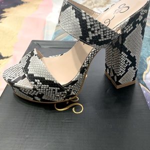 Snake skin platform heels